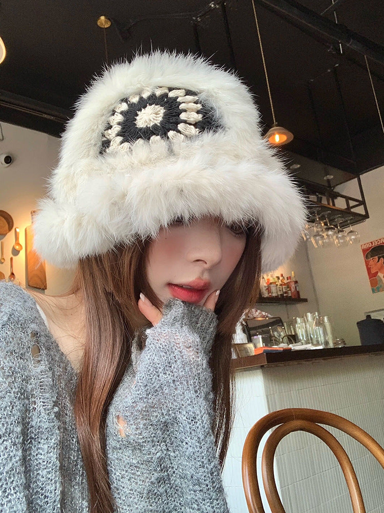 Cute Real Rabbit Fur Lion Hat - Winter Fashion