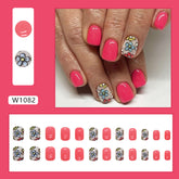 Short Anime-Style Floral Pink Nails for Fashionistas