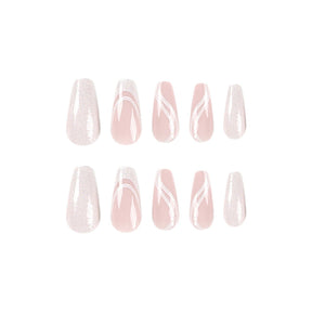 Wholesale French Glitter White-Edge Nail Art Tips, Detachable Nails