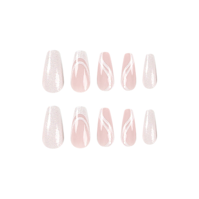 Wholesale French Glitter White-Edge Nail Art Tips, Detachable Nails