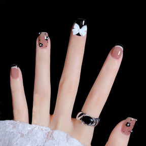 Removable Nail Decals with Bow, Pearls, Floral French