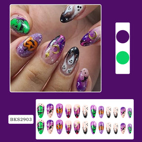 3D Pumpkin Ghost Halloween Nail Tips