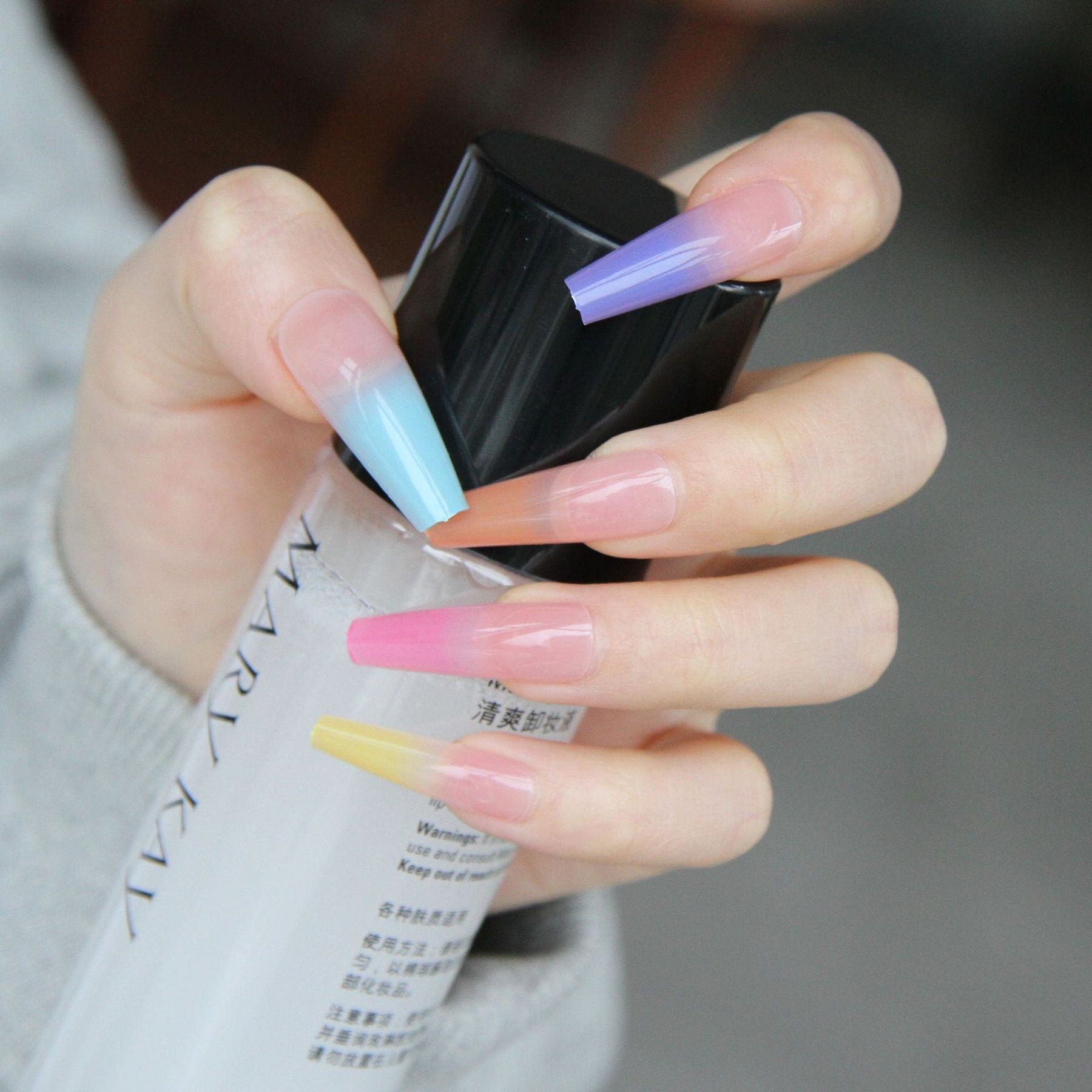 24-Piece Rainbow Ballet Nail Tips for Glamour