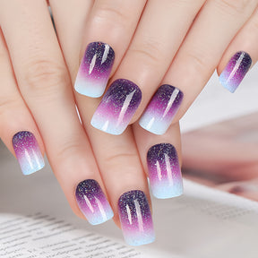 Dreamy Shimmering Tri-Color Gradient Press-On Nails TA35