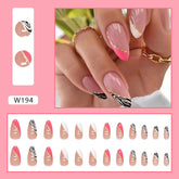 Droplet-Shaped Export Nails Golden Ribbon Multi-Color French Tip