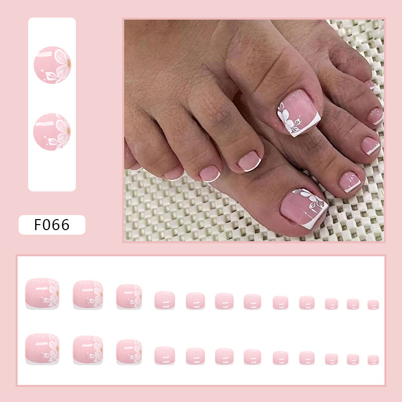 Pure White Flower Fall Nails: 24-Piece Ins-Style False Nails