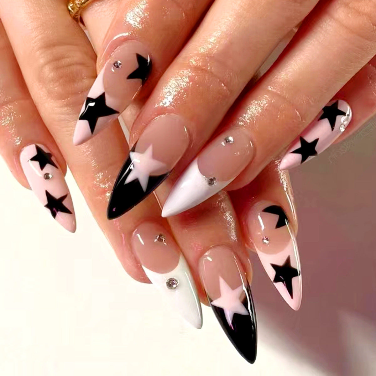 French Star Handmade Mid-Length Nail Stickers