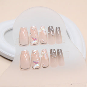 Baroque Pearl Butterfly Nail Art Set - Elegant Ballet French Tips