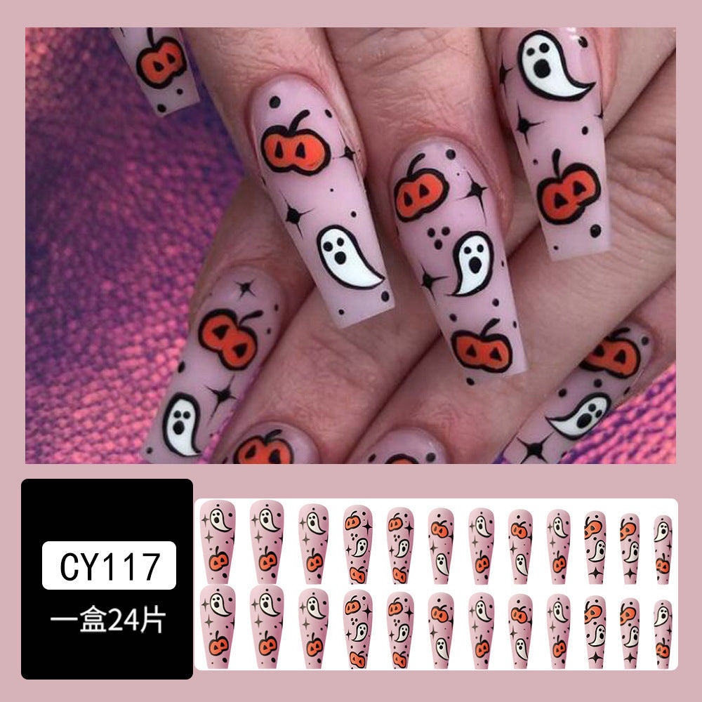 Premium Halloween Pumpkin Monster Nails - Wholesale (24-Piece)