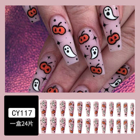 Premium Halloween Pumpkin Monster Nails - Wholesale (24-Piece)