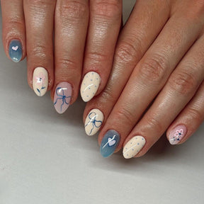 Bow and Heart French Nail Stickers with Polka Dots