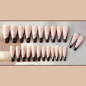 Brown Butterfly French Nails, Stylish and Elegant