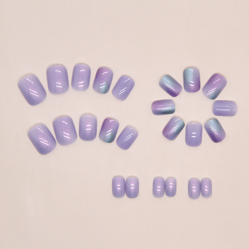 Short Purple Aurora Ombre Fall Nails, 24-Piece Set