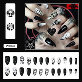 Watercolor Skull Almond Press-On Nails - Halloween