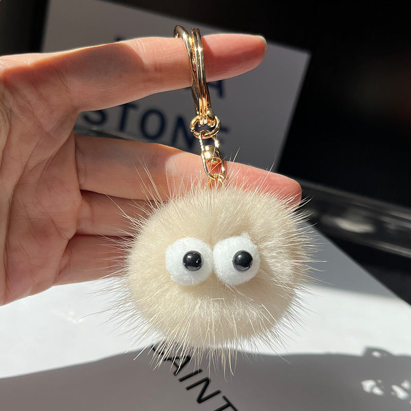 Cute Mink Fur Coal Ball Keychain - Plush Toy Accessory