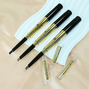 Double-Head Triangular Eyebrow Pencil with Waterproof Mascara