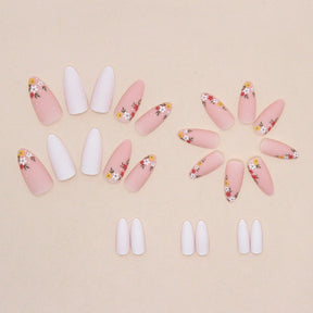 Pure White Full-Print Nails - Cute Flowers, Vintage