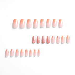 Removable Orange Gradient Shimmer Nail Tips