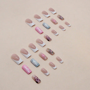 Mid-Length Square Heart Princess Nails, Cute and INS Style