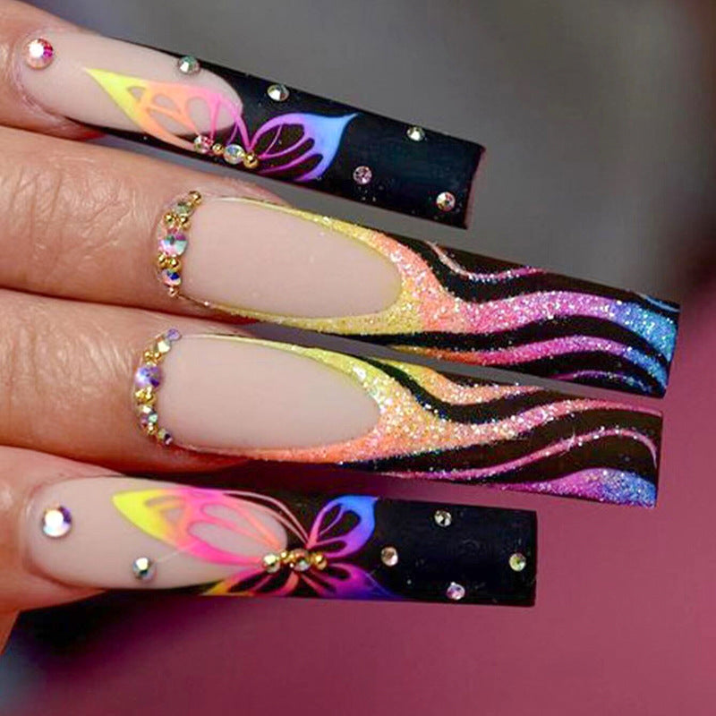 Butterfly Flame Glitter Nail Tips