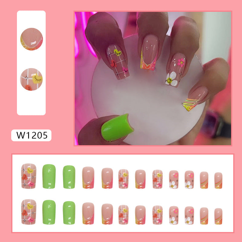 Chic Floral Fall Nails Light Luxury Ins Style 24 Pieces