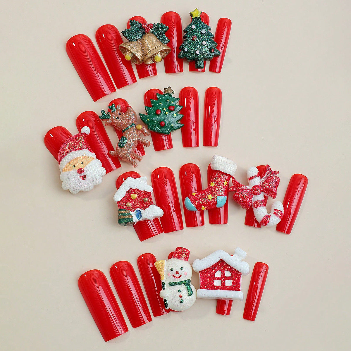 XXXL Santa Claus Themed Cartoon Resin Nail Tips for Christmas