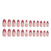 Bow French Tip Removable Wine Red Nail Stickers