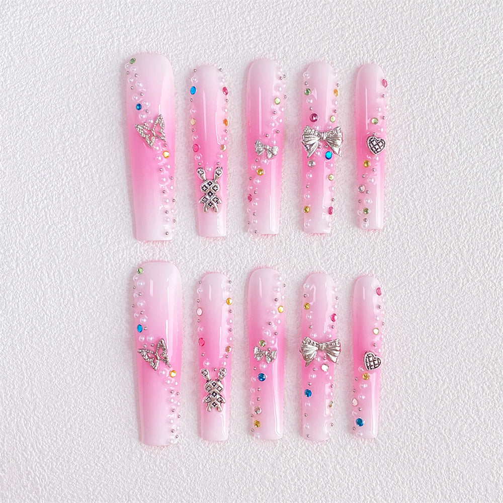 Chic Handmade Butterfly Rabbit Fall Nails, Removable and Stylish Long Nail Patches