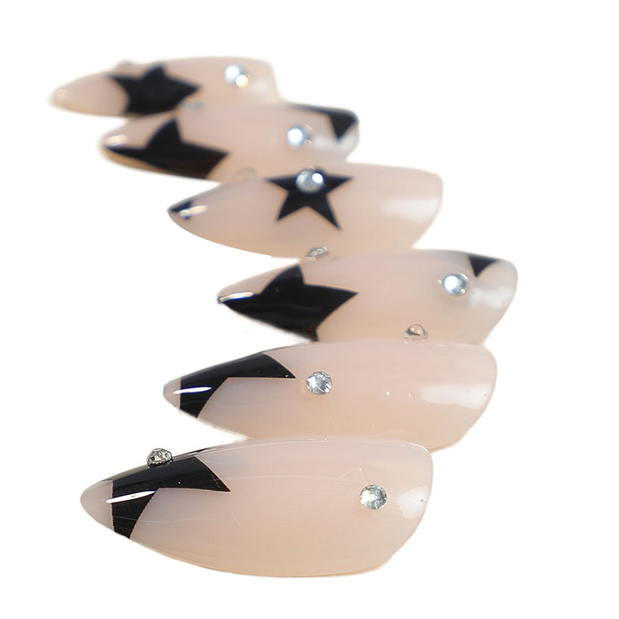 New Arrival Almond-Shaped Nail Tips with Water Diamonds and Stars