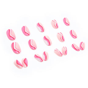 Pink Lady Wavy Dots Round Tip Nail Tips 24-Piece Box