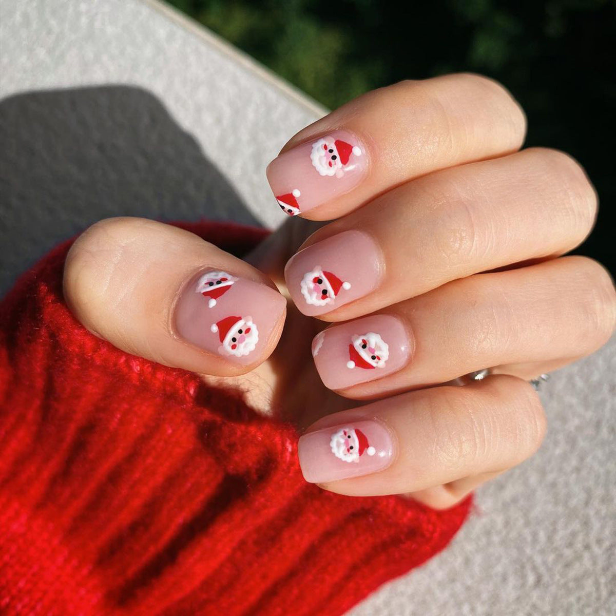 Cute Santa Claus Christmas Nails, Removable and Reusable