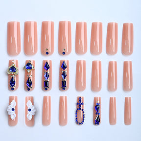 Ultra Long Crystal Petal French Nails