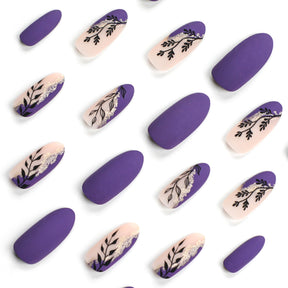 Simple solid color purple wearing nail piece, gold glitter nail piece, green leafy plant nail piece, nail piece wholesale