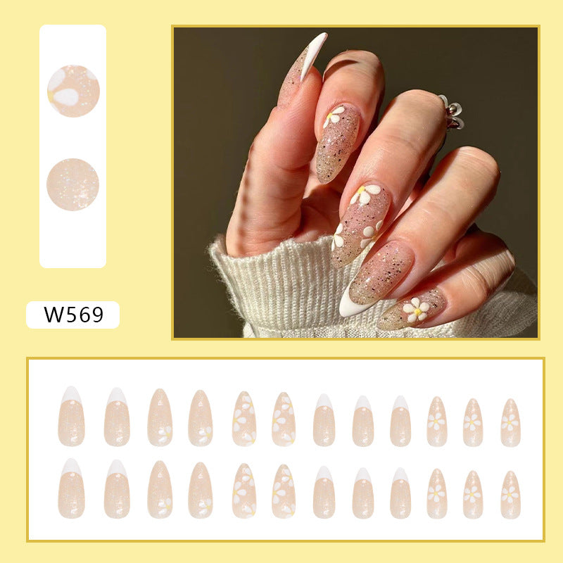 Colorful Flower Fall Nails Matte Finish 24 Pieces