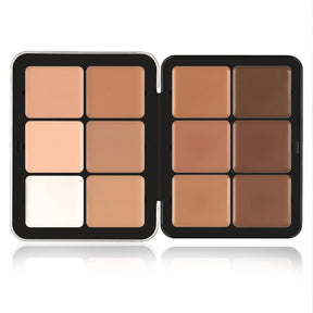 12-Color Blush Palette - Matte, Shimmer, Highlight, Conceal