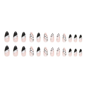 Black White Zebra Almond Galaxy Nail Stickers