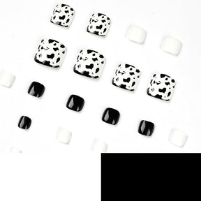 Clear Black & White Leopard Print Fall Toe Nails - Removable Nail Tips