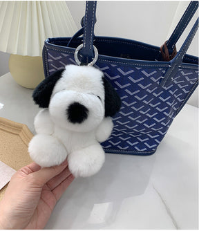 Cute Real Rabbit Fur Puppy Keychain - Phone Charm