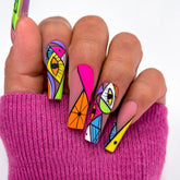 Colorful Graffiti Eye Design False Nails