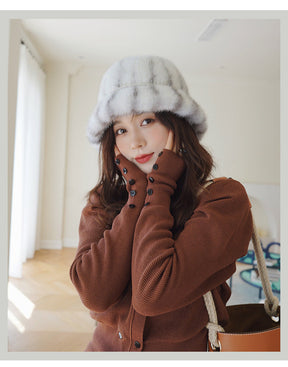 Warm Mink Fur Winter Bucket Hat - Stylish & Versatile