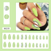 Niche Whitening Ins Style Wearable Nails Kiwi Green Matte Finish 24-Piece Set