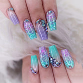 Removable French Gradient Sparkle Nail Extensions