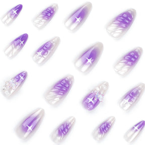 3D Butterfly Purple Ombre Nail Tips