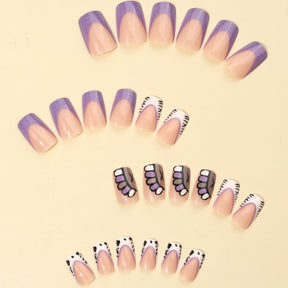 Purple Cartoon Mid-Length Nails, Sweet and Edgy