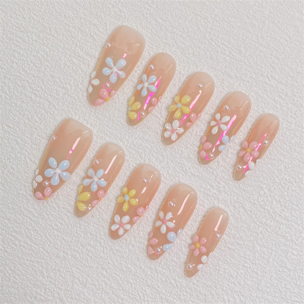 Chic Handmade Painted Floral Fall Nails, Versatile and Trendy Student-Friendly Nail Patches