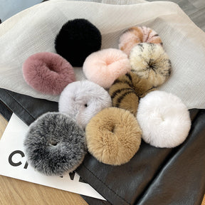 Real Rabbit Fur Hair Tie Winter Fashion Accessory