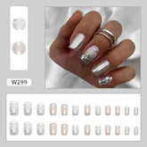 Elegant Silver Glitter Square Fall Nails - Sweet & Edgy