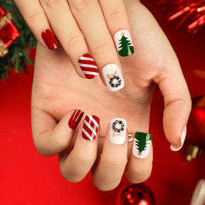 Christmas Press-On Fall Nails Set with Nail Tips