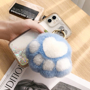 Cute Real Rabbit Fur Kitty Paw Keychain - Charm