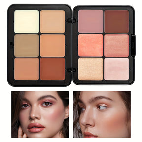 12-Color Metal Compact - Blush, Highlighter, Concealer